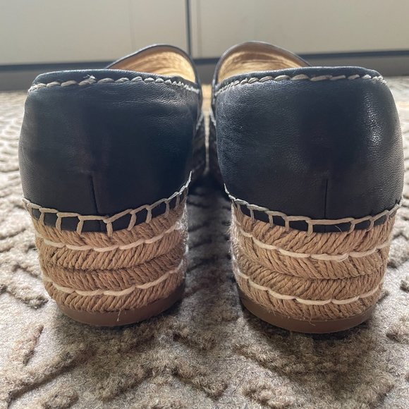 Prada Peep Toe Black Leather Espadrilles Size 8.5 /Euro Size 39 - Picture 5 of 11